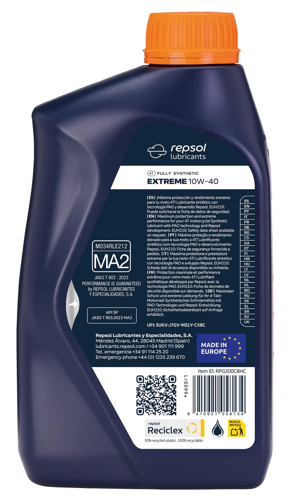 Ulei motor moto - REPSOL - EXTREME 10W-40 4T, 100% Syntheic | 1 L