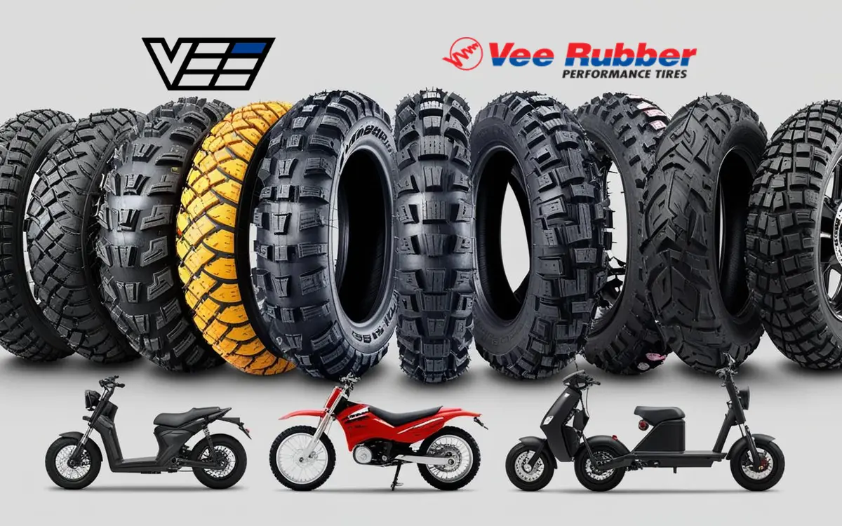 Motorcycle, scooter and ATV tyres with tarmac, mud and mixed-terrain tread patterns